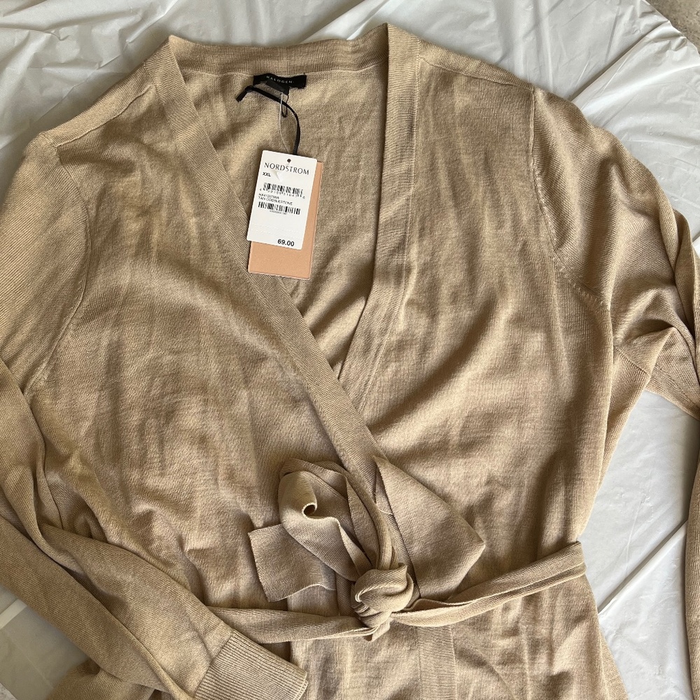 NWT Halogen Wrap sweater Camel color